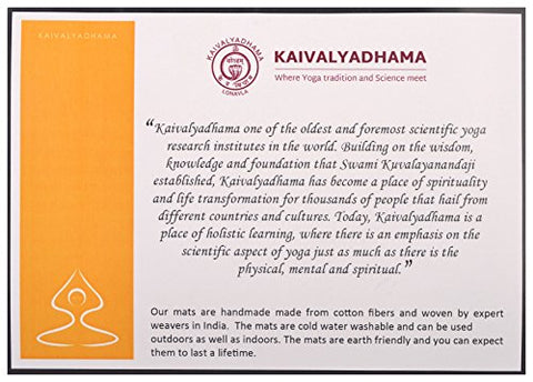Image of Arka Cotton Yoga Mat Handloom Organic Anti-Skid (72 x 24 Inches, 4mm Thick) Washable Durry (Kaivalyadhama Parvatasna Chakra - Yellow)
