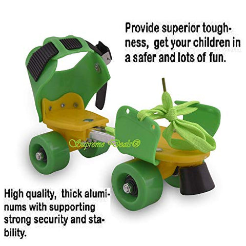 Image of Supreme Deals Designed Plastic Adjustable Inline Roller Skates/Skating Shoe with Front Break for Kids (Green, 4-12 Years)