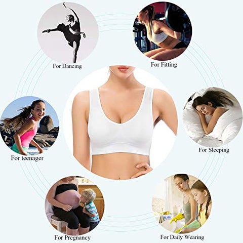 Image of TOBWIZU Sports Bras for Women,Seamless Sleep Bra with Removable Pads Yoga Gym Activity Everyday Wear