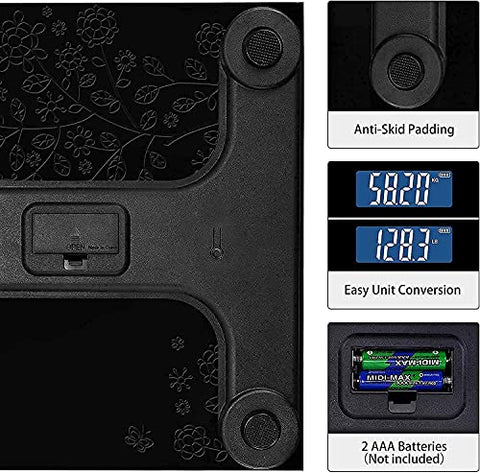 Image of Zanic - India Thick Tempered Glass Lcd Display Digital Weighing Machine, Weight Machine For Human Body Digital Weighing Scale, Weight Scale,weighing machine (Hexa) (Flower)