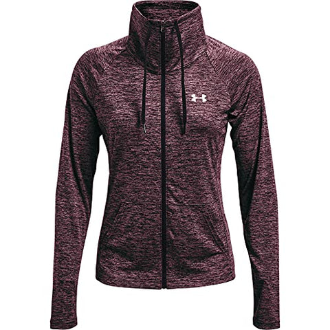 Image of Under Armour Women's Tech Twist Full Zip T-Shirt , Ash Plum (554)/Metallic Silver , Small