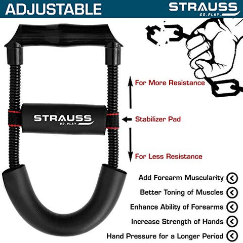 Image of Strauss Adjustable Wrist/Forearm Strengthener, (Black)