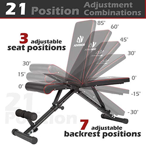 Image of ADVENOR Weight Bench Adjustable Strength Training Incline Decline Full Body Workout Foldable Exercise Bench For Home Gym