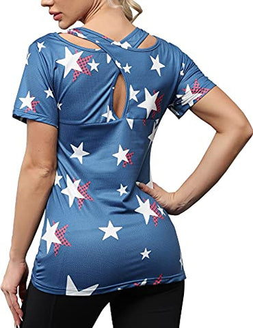 Image of Women's Short Sleeve Yoga Tops Activewear Running Workout T-Shirt