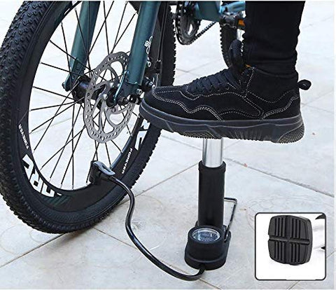 Image of gs GREATERSCAP Portable Mini Bike Pump/Cycle Pump Foot Activated with Pressure Gauge Floor Bicycle Pump & Cycle Pump Bicycle Tire Pump for Road and Mountain Bikes Mat for Kitchen