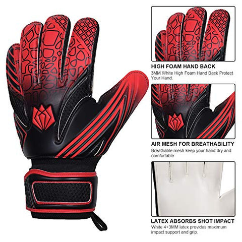 Image of FitsT4 Kids Goalie Gloves Soccer Goalkeeper Gloves with Double Wrist Protection and Non-Slip Wear Resistant Latex to Give Protection to Prevent Injuries