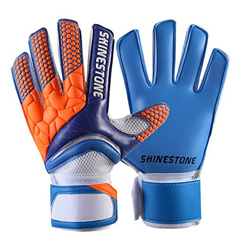 Image of SHINESTONE Goalkeeper Goalie Gloves, Youth Adult Kids Soccer Football Goalkeeper Goalie Gloves with Strong Grip and Finger Protection to Prevent Injuries(Blue,Child Size 7)