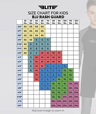 Image of Elite Sports Rash Guards for Boys and Girls, Full Sleeve Compression BJJ Kids and Youth Rash Guard (Grey, Large)