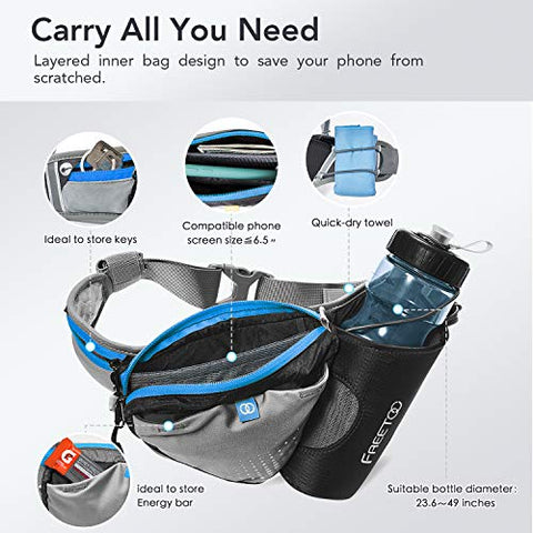 Image of FREETOO Lightweight Running Water Bottle Belt No Bounce Running Water Waist Pack Hydration Belt with Bottle Holder for Runners, Marathon, Fitness Training, Hiking and Jogging