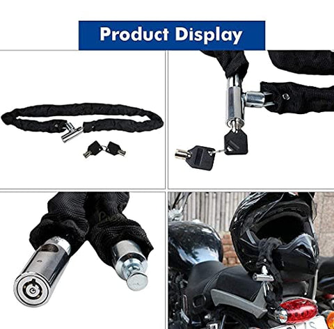 Image of AllExtreme EXBHCL1 Heavy Duty Stainless Steel Helmet Lock Anti-Theft Luggage Secure Chain Lock Device with 2 Keys (Black)