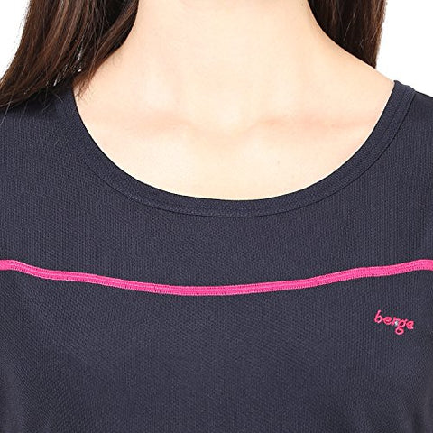 Image of berge' Ladies Polyester Dry Fit Western Shirts & Tshirts for Women, Quick Drying & Breathable Fabric, Gym Wear Tees & Workout Tops (Navy Colour)