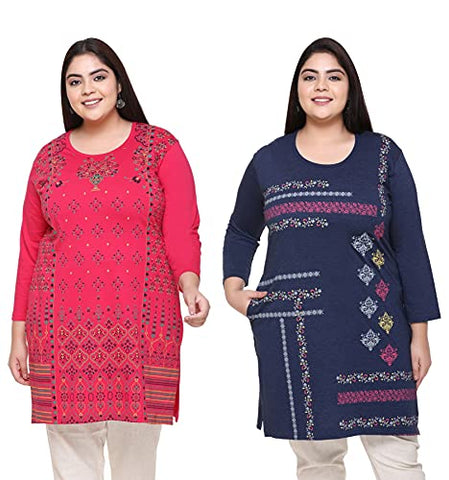 Image of In Love Women's Printed Tshirts(Queen Pink : : Heather Blue,5XL,Pack of 2)