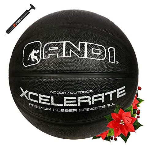 Image of AND1 Xcelerate Rubber Basketball (Pump Included): Official Regulation Size 7 (29.5”) Streetball, Made for Indoor/Outdoor Basketball Games