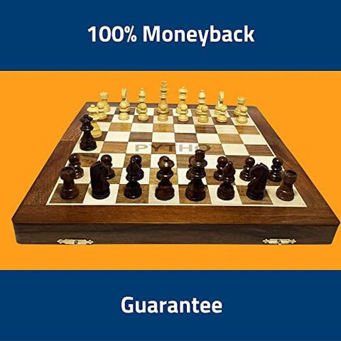 Image of Pytho Handmade Wooden Chess Set with Magnatic Board and Hand Carved Chess Pieces (12 Inches) Pack Of 1, Multicolor