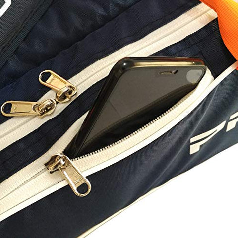 Image of Prokick Neon Series 900D Polyester Nylon Badminton Kitbag with Double Zipper Compartments - Navy/Neon Orange