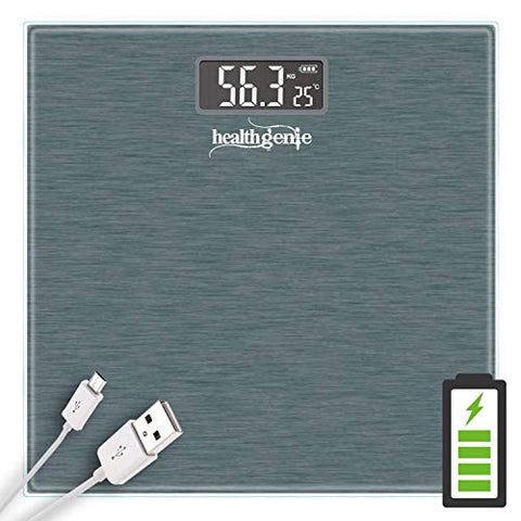 Image of Healthgenie Digital Weight Machine, Weighing Machine For Human Body Digital Weighing Scale, With USB Charging & 1 Year Warranty (Dark Grey).