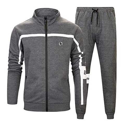 Image of MANTORS Men's Full Zip Tracksuit Set Casual Jogging Athletic Sweat Suits 29Gray M