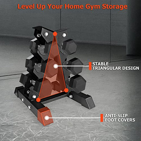 Image of A2ZCARE Steel Dumbbell Rack, Dumbbell Storeage Rack, 5 Tier Weight Rack Dumbbell Stand, Dumbbell Holder, Dumbbell Rack Stand, Weight Racks for Dumbbells. (3 Tier Rack)