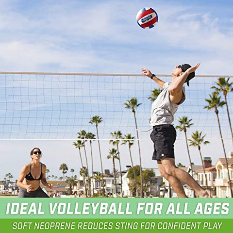 Image of GoSports Pro Neoprene Pool Volleyball - 2 Pack Waterproof Volleyballs with Ball Pump, Red, White, Blue