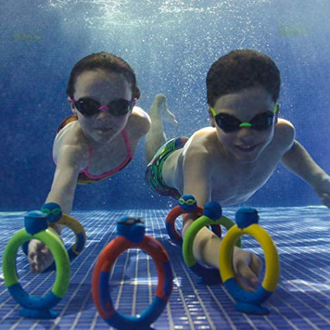 Image of Zoggs Kids Dive Rings Water Confidence Toy, Blue/Yellow/Red/Green