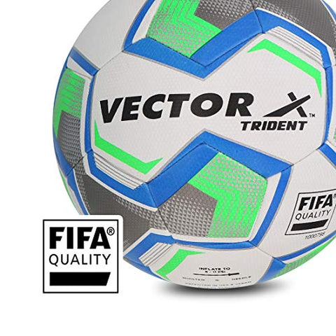 Image of Vector X Trident Thermofusion FIFA Quality Rubber Football, Size 5 (White-Blue-Green)