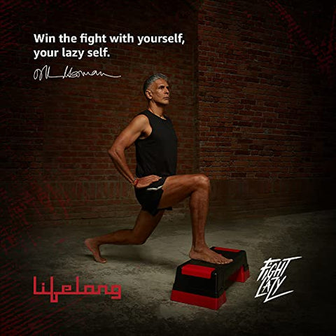 Image of Lifelong Polypropylene Adjustable Home Gym Exercise Fitness Stepper for Exercise Aerobics Stepper with 3 Height Adjustments| Max Weight 200kg (Black & Red)