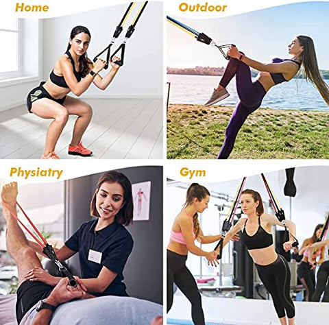 Image of BLUMORA Exercise Bands Resistance Bands Set for Workingout Door Fitness Gym Resistance Bands Kit for Men Women Streching Rubber Bands (11PCS)