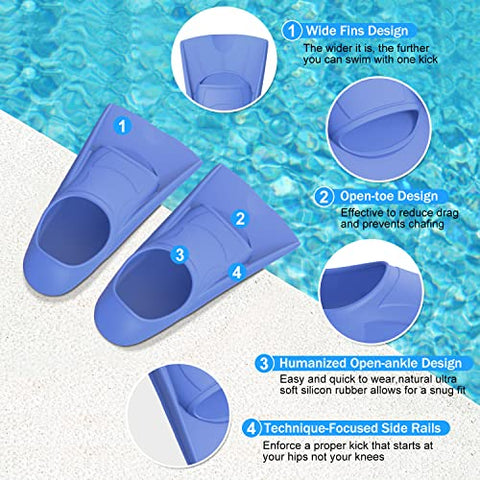 Image of Gintenco Swim Fins, Swim Training Fins for Snorkeling Swimming Diving, Floating Fins Comfortable Swim Flippers Travel Size with Bag for Adults Men Women Kids