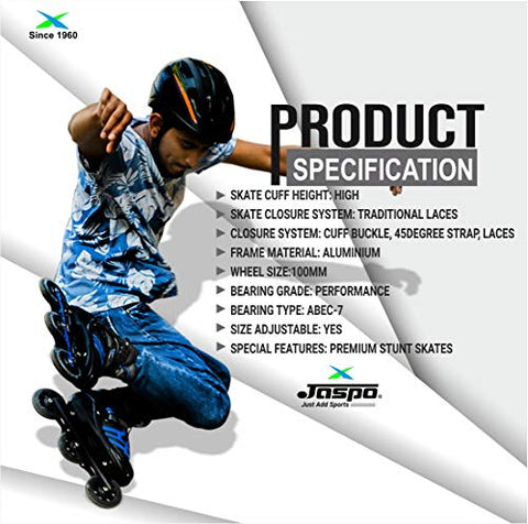 Image of JASPO Radar Hydra-MAX Adjustable Inline Shoe Skates for All Age Groups (Blue, Medium (1-4 UK))