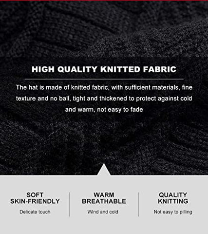 Image of Mahi Fab clipper Woolen Beanie/Skull Cap & Neck Warmer (Muffler) Combo for Winters with Faux Fur Inner Side |Warm Hat| Hedging Hat Scarf Set | Winter Cap | Air Proof Cap | Woolen Cap | Ear Warmer