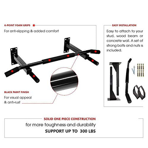 Image of Protoner Wall Mounting Chin Up Bar and Ab Strap Combo