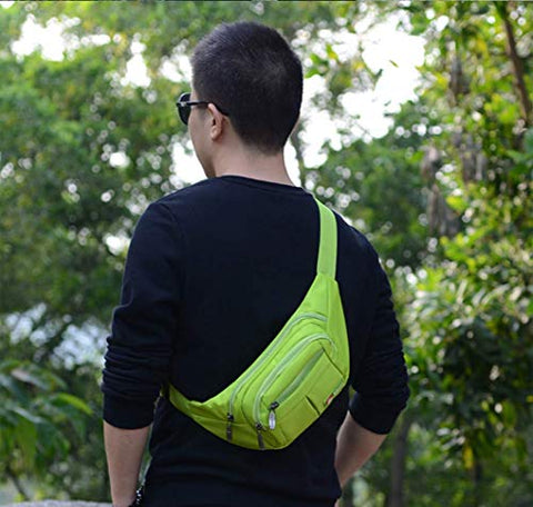 Image of Sports Waist Packs Fanny Bag, Multiple Functions Hip Bum Chest Belly Back Bags with Adjustable Belt Strap for Men, Women Fit for Outdoor Events Like Hiking, Cycling, Running (Green)