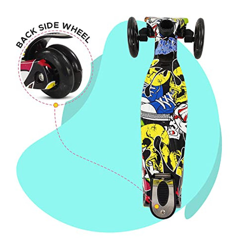 Image of NHR Colorful Graffiti Scooty, 4 Wheel Scooter for Kids, Babies, Toddlers with Adjustable Height, LED Lights n Brake Scooter for Kids 3 to 10 Years (Anycolor)