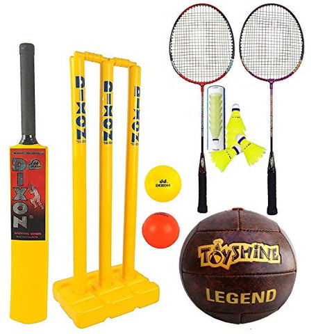 Image of Toyshine 3 in 1 MEGA Sports Combo, Age 7-14 Years | Cricket | Badminton | Legend Football - SSTP