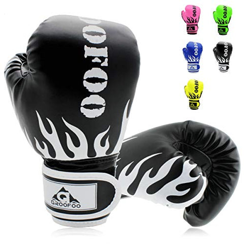 Image of Boxing Gloves 8oz Punching Gloves for Youth Adults Traning Gloves for Punching Bag Kickboxing Sparring Muay Thai MMA Fight Gloves - Black