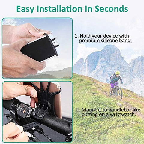 Image of Tarkan Universal Bike Mount Silicone Mobile Holder, 360° Rotating Handlebar Stand for Bicycle, Motorcycle, Scooty Fits All Smartphones (Black)