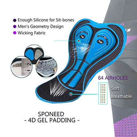 Image of sponeed Cycle Shorts Padded Men Moisture Wicking Bike Sportswear Half Pants Padded US L Deep Purple