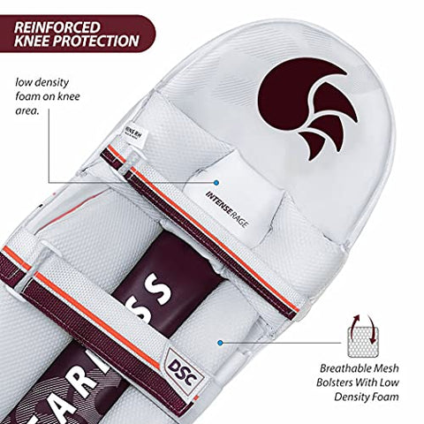Image of DSC 1500387 Leather Intense Rage Cricket Batting Legguard Men's Right - White, red