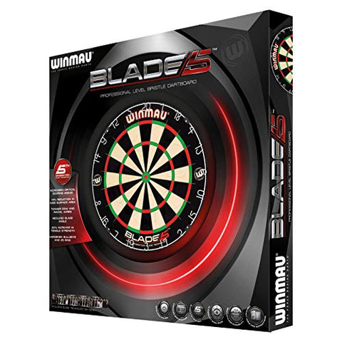 Image of WINMAU Plastic Blade 5 Bristle Dartboard with All-New Thinner Wiring for Higher Scoring and Reduced Bounce-Outs (Multicolour)