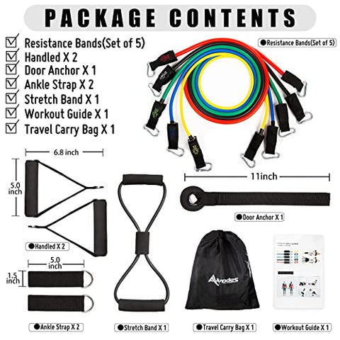 Image of Resistance Bands, Resistance Band Set, Workout Bands, Exercise Bands for Men and Women, Exercise Bands with Door Anchor, Handles, Legs Ankle Straps for Muscle Training, Physical Therapy, Shape Body