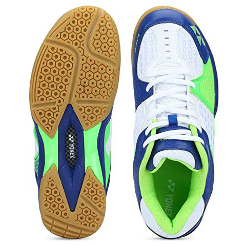 Image of Yonex All New Badminton Non-Marking Shoes, White/Royal Blue/Green - 10 UK