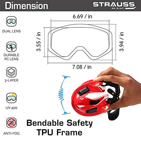 Image of Strauss Cycling Helmet, (Black/Red) with Strauss Offroad Motorcycle/Bike Goggle, (Red)