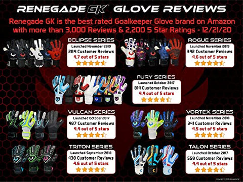 Image of Renegade GK Talon Cyclone 2 Goalie Gloves with Pro-Tek Fingersaves | 4mm Hyper Grip & Duratek | Black, Orange, Blue Soccer Goalkeeper Gloves (Size 5, Kids, Boys, Girls, Roll Cut, Lvl 3)