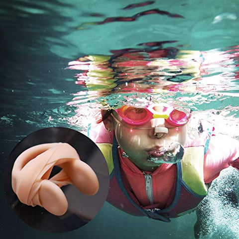 Image of SAVITA Silica Gel Swimming Nose Clip Waterproof Nose Protector with Soft Elastic String for Kids and Adults, Beige(8 Pack)