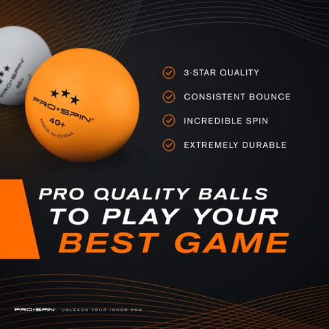 Image of PRO SPIN Ping Pong Balls - Orange 3-Star 40+ Table Tennis Balls (Pack of 24) | High-Performance ABS Training Balls | Ultimate Durability for Indoor/Outdoor Ping Pong Tables, Competitions, Games