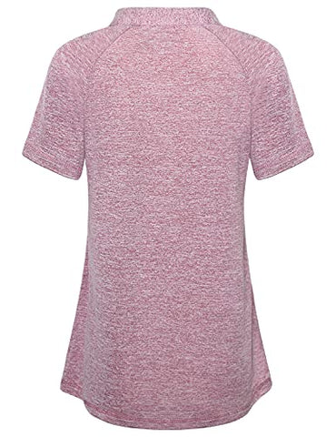 Image of Women Golf Polo Shirts Moisture Wicking Zip Up Tennis Athletic Workout Tops, #01 Red, XX-Large
