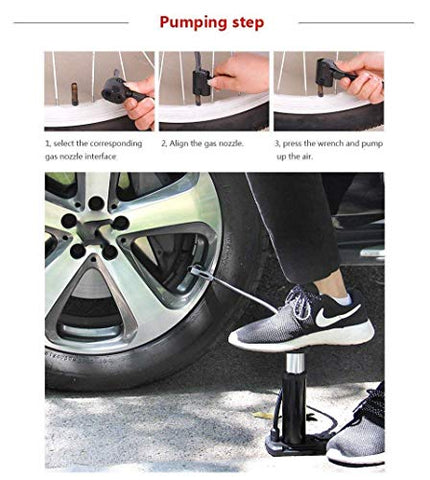 Image of gs GREATERSCAP Portable Mini Bike Pump/Cycle Pump Foot Activated with Pressure Gauge Floor Bicycle Pump & Cycle Pump Bicycle Tire Pump for Road and Mountain Bikes Mat for Kitchen