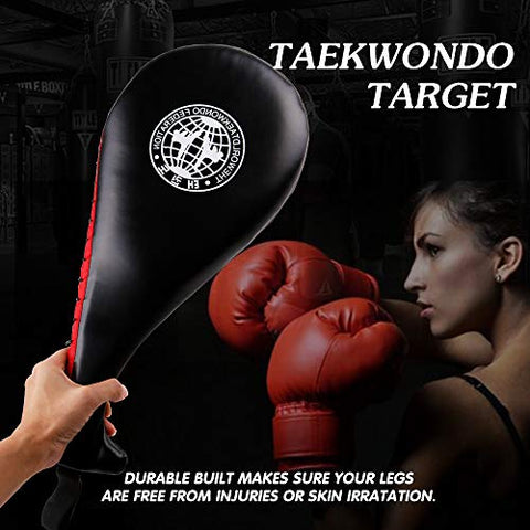 Image of ELECTOMANIA Durable Double-Sided PU Taekwondo TKD Foot Target Training Tool ( 17.71 x 7.87 Inch , Black)