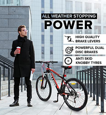 Image of Geekay Billion 21 Speed Gear 17.00, steel Mountain Bike for Men and Women (Red/Black, 29" Wheel)