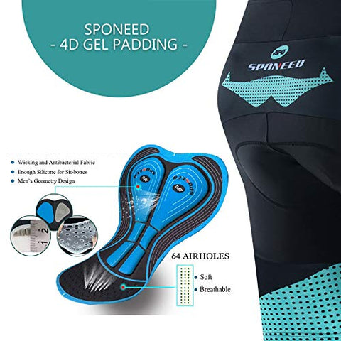 Image of Cycling Shorts Padded Men Road Bike Tights Wicking Outdoor Cycle Sportswear Bottoms US L Sponeed Green